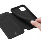 Dux Ducis Skin X serijos Apple iPhone 12 Mini juodas odinis atverčiamas dėkla