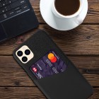 „KSQ“ Shell Apple iPhone 12 (12 Pro) juodas odinis dėklas - nugarėlė su kišenėle kortelėms