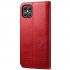 Deluxe atverčiamas raudonas odinis Apple iPhone 12 Pro Max dėklas - knygutė