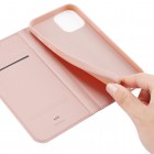 „Dux Ducis“ Skin serijos Apple iPhone 13 rožinis odinis atverčiamas dėklas