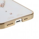 Apple iPhone 13 Kingxbar Crystal  Love Swarovski plastikinis skaidrus permatomas auksinis dėklas su kristalais