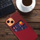 „KSQ“ Shell Apple iPhone 13 raudonas odinis dėklas - nugarėlė su kišenėle kortelėms