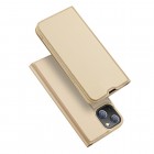 „Dux Ducis“ Skin serijos Apple iPhone 13 Mini auksinis odinis atverčiamas dėklas