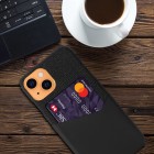 „KSQ“ Shell Apple iPhone 13 Mini juodas odinis dėklas - nugarėlė su kišenėle kortelėms