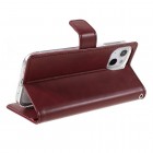 Mercury Blue Moon atverčiamas Apple iPhone 13 Mini bordo odinis dėklas - piniginė