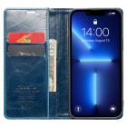 Apple iPhone 13 Pro Max „CaseMe“ Leather solidus atverčiamas mėlynas odinis dėklas - knygutė