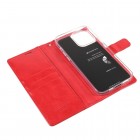Mercury Blue Moon atverčiamas Apple iPhone 13 Pro raudonas odinis dėklas - piniginė