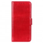 Apple iPhone 14 atverčiamas raudonas odinis dėklas, knygutė - piniginė