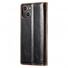 Apple iPhone 14 „CaseMe“ Leather solidus atverčiamas rudas odinis dėklas - knygutė