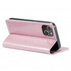 Apple iPhone 14 „CaseMe“ Leather solidus atverčiamas rožinis odinis dėklas - knygutė