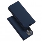 „Dux Ducis“ Skin serijos Apple iPhone 14 tamsiai mėlynas odinis atverčiamas dėklas