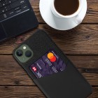 „KSQ“ Shell Apple iPhone 14 juodas odinis dėklas - nugarėlė su kišenėle kortelėms
