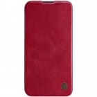 Prabangus „Nillkin“ Qin Pro serijos raudonas odinis atverčiamas Apple iPhone 14 dėklas