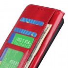 Apple iPhone 14 Plus atverčiamas raudonas odinis dėklas, knygutė - piniginė
