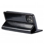 Apple iPhone 14 Plus „CaseMe“ Leather solidus atverčiamas juodas odinis dėklas - knygutė