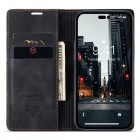 Apple iPhone 14 Pro Max CaseMe Retro solidus atverčiamas juodas odinis dėklas - knygutė