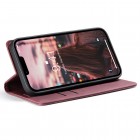 Apple iPhone 15 CaseMe Retro solidus atverčiamas bordo odinis dėklas - knygutė