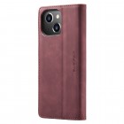 Apple iPhone 15 CaseMe Retro solidus atverčiamas bordo odinis dėklas - knygutė