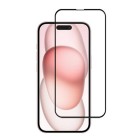 Apple iPhone 15 „Mocolo“ 2.5D 9H Tempered Glass sustiprintos apsaugos juodas pilnai dengiantis apsauginis ekrano stiklas 0,26 mm