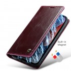 Apple iPhone 15 Plus „CaseMe“ Leather solidus atverčiamas bordo odinis dėklas - knygutė