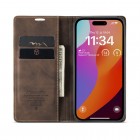 Apple iPhone 16 CaseMe Retro solidus atverčiamas rudas odinis dėklas - knygutė