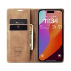 Apple iPhone 16 CaseMe Retro solidus atverčiamas šviesiai rudas odinis dėklas - knygutė