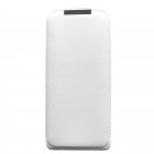 Vertikaliai atverčiamas baltas odinis Apple iPhone SE (5, 5s) dėklas