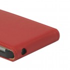 Klasikinis vertikaliai (į apačią, žemyn) atverčiamas raudonas odinis Apple iPhone SE (5, 5s) dėklas