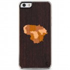 Apple iPhone SE (5, 5s) „Crafted Cover“ Lietuva natūralaus medžio dėklas (tamsus medis)