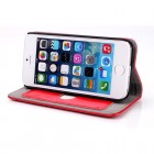 Apple iPhone SE (5, 5s) solidus atverčiamas raudonas odinis dėklas - knygutė