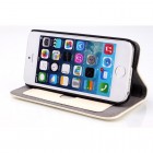Apple iPhone SE (5, 5s) solidus atverčiamas smėlio (dramblio kaulo) spalvos odinis dėklas - knygutė