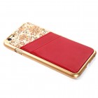 Apple iPhone 6 (6s) gėlėtas raudonas odinis dėklas su kortelių laikikliu