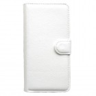 Apple iPhone 6 (6s) atverčiamas baltas odinis Litchi dėklas - piniginė