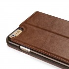 Prabangus „HOCO“ Luxury serijos odinis atverčiamas rudos Apple iPhone 6 Plus (6s Plus) dėklas