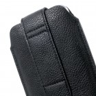 Apple iPhone 6 Plus universali juoda odinė įmautė su vieta kortelėms susidėti ir segama prie diržo (XL+ dydis)