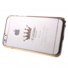 Apple iPhone 6 (6s) X-Fitted Crystal Icon Pro Crown Swarovski plastikinis skaidrus permatomas auksinis dėklas su kristalais