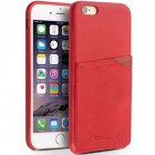 „QIALINO“ Genuine Leather Apple iPhone 6s raudonas odinis dėklas - nugarėlė su kišenėle kortelėms