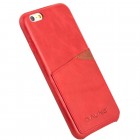 „QIALINO“ Genuine Leather Apple iPhone 6s raudonas odinis dėklas - nugarėlė su kišenėle kortelėms