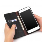 „Deluxe“ atverčiamas juodas odinis Apple iPhone 7 Plus (iPhone 8 Plus) dėklas - knygutė