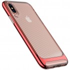 „Usams“ Senior sustiprintos apsaugos skaidrus Apple iPhone X (iPhone Xs) raudonas kieto silikono (TPU) ir plastiko dėklas