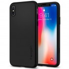 „Spigen“ Thin Fit 360 plastikinis Apple iPhone X (iPhone Xs) juodas dėklas - nugarėlė + apsauginis ekrano stiklas