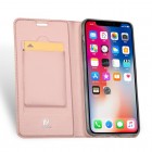 „Dux Ducis“ Skin serijos Apple iPhone Xs Max rožinis odinis atverčiamas dėklas