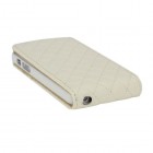 Rombinis atverčiamas baltas (smėlio spalvos) odinis Apple iPhone SE (5, 5s) dėklas (dėkliukas)