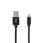 Forever Nylon Lightning USB juodas laidas skirtas iPhone 6, 6 Plus, 5, 5S, iPad Air, iPad mini, iPod (MFi sertifikatas)