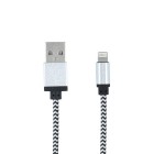 Forever Nylon Lightning USB pilkas laidas skirtas iPhone 6, 6 Plus, 5, 5S, iPad Air, iPad mini, iPod (MFi sertifikatas)