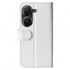 Asus Zenfone 9 (AI2202) atverčiamas baltas odinis dėklas - piniginė