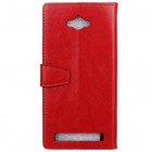 Asus Zenfone Max (ZC550KL) atverčiamas raudonas odinis dėklas - piniginė