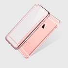 Apple iPhone 6 (6s) „Devia“ Glitter Case TPU silikoninis skaidrus permatomas itin plonas dėklas su rožiniu rėmeliu ir apsauginis ekrano stiklas