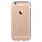 Apple iPhone 6 Plus (6s Plus) „Devia“ Glitter Case TPU silikoninis skaidrus permatomas itin plonas dėklas su auksiniu rėmeliu ir apsauginis ekrano stiklas