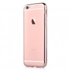 Apple iPhone 6 Plus (6s Plus) „Devia“ Glitter Case TPU silikoninis skaidrus permatomas itin plonas dėklas su rožiniu rėmeliu ir apsauginis ekrano stiklas